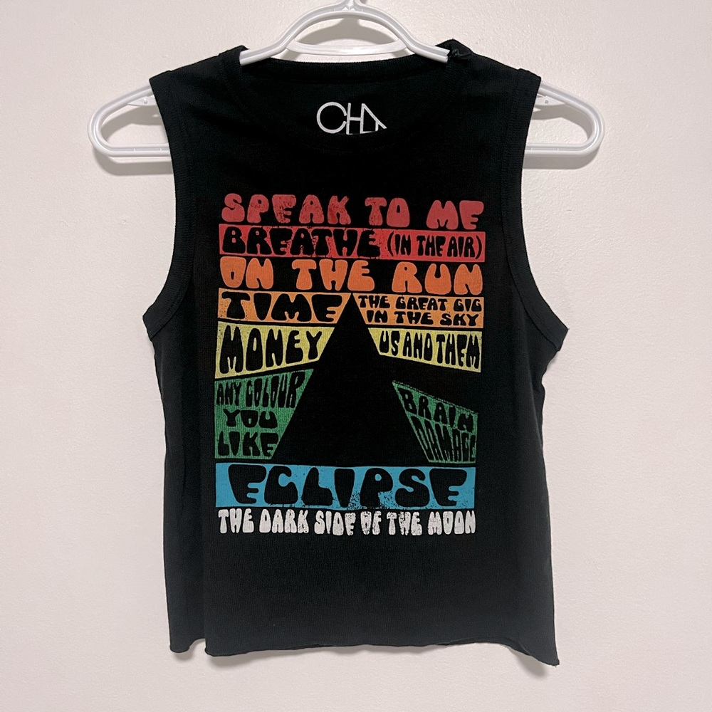 Pink Floyd linen ribbed crop tank